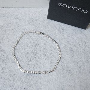 Savlano 925 Sterling Silver  Solid Figaro Link Chain Bracelet For Men & Women